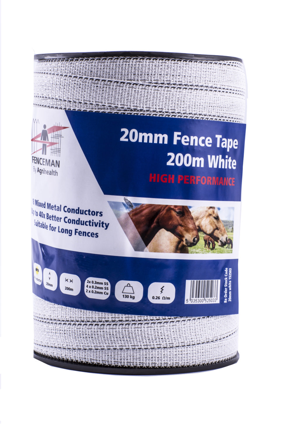 Fenceman Tape White 20mm 200m High  Performance