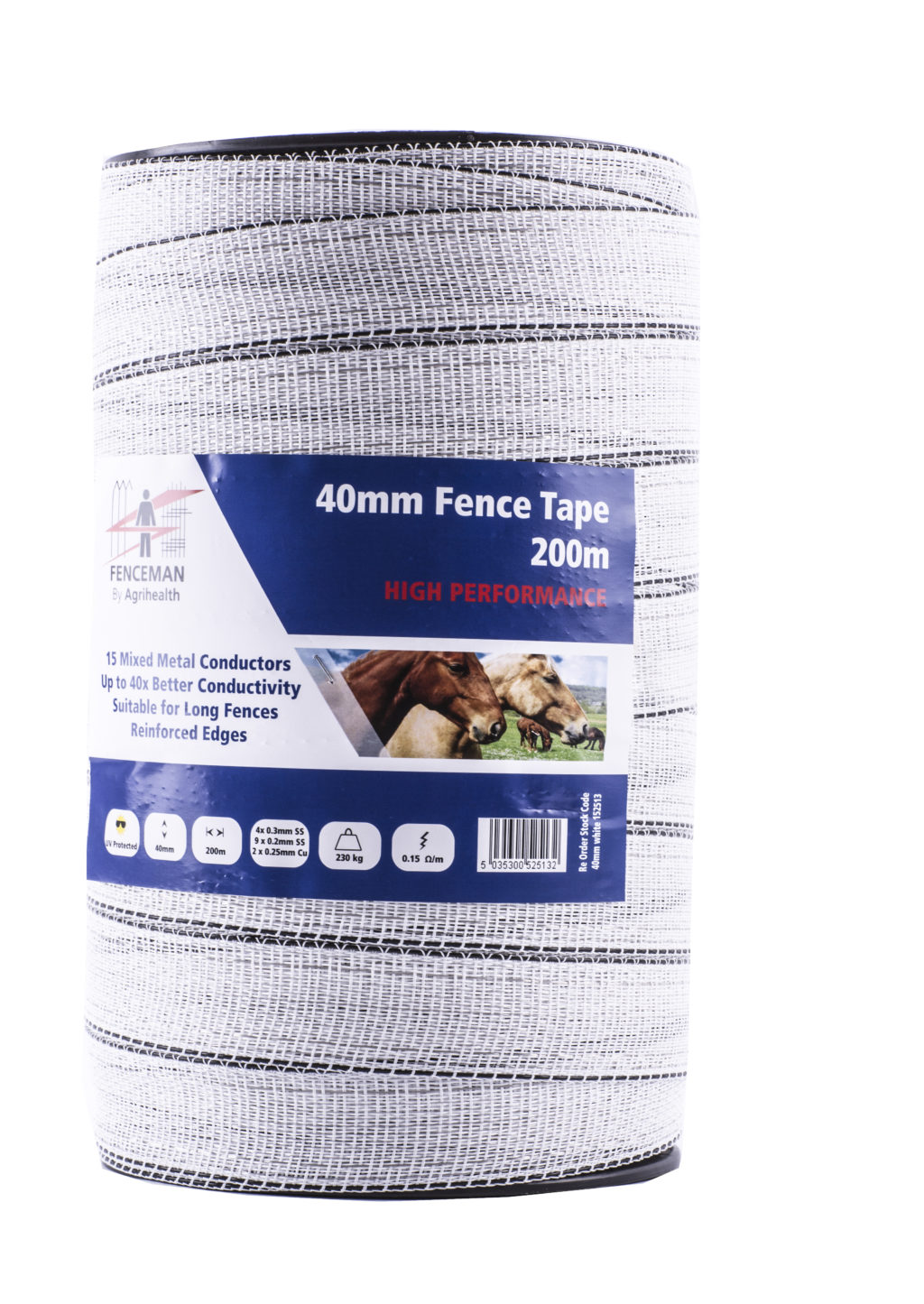 Fenceman Tape White 40mm 200m High  Performance