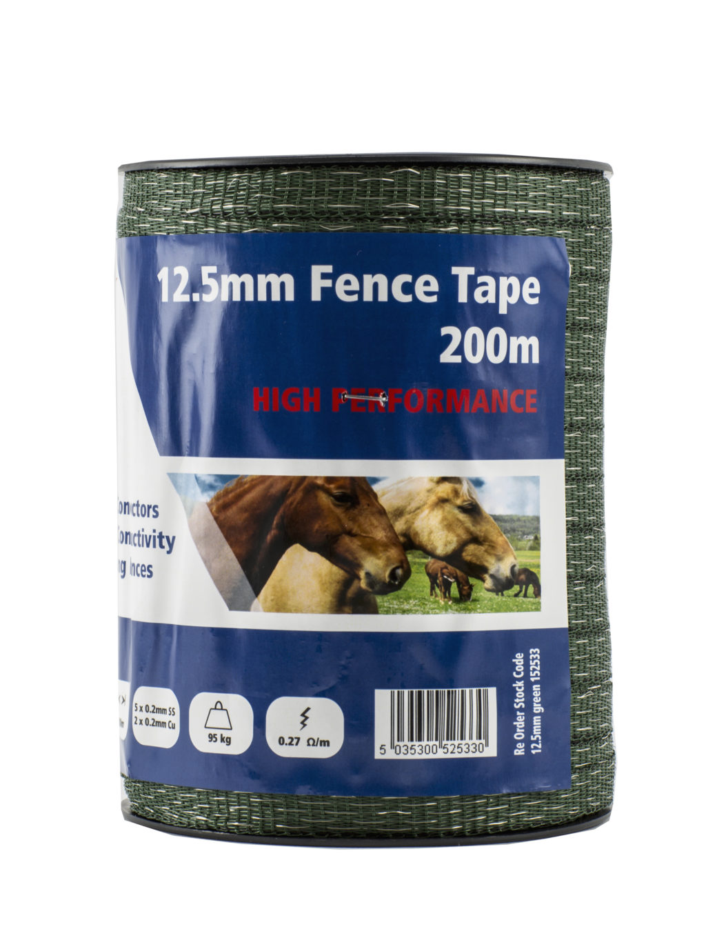 Fenceman Tape Green 12.5mm 200m High Performance