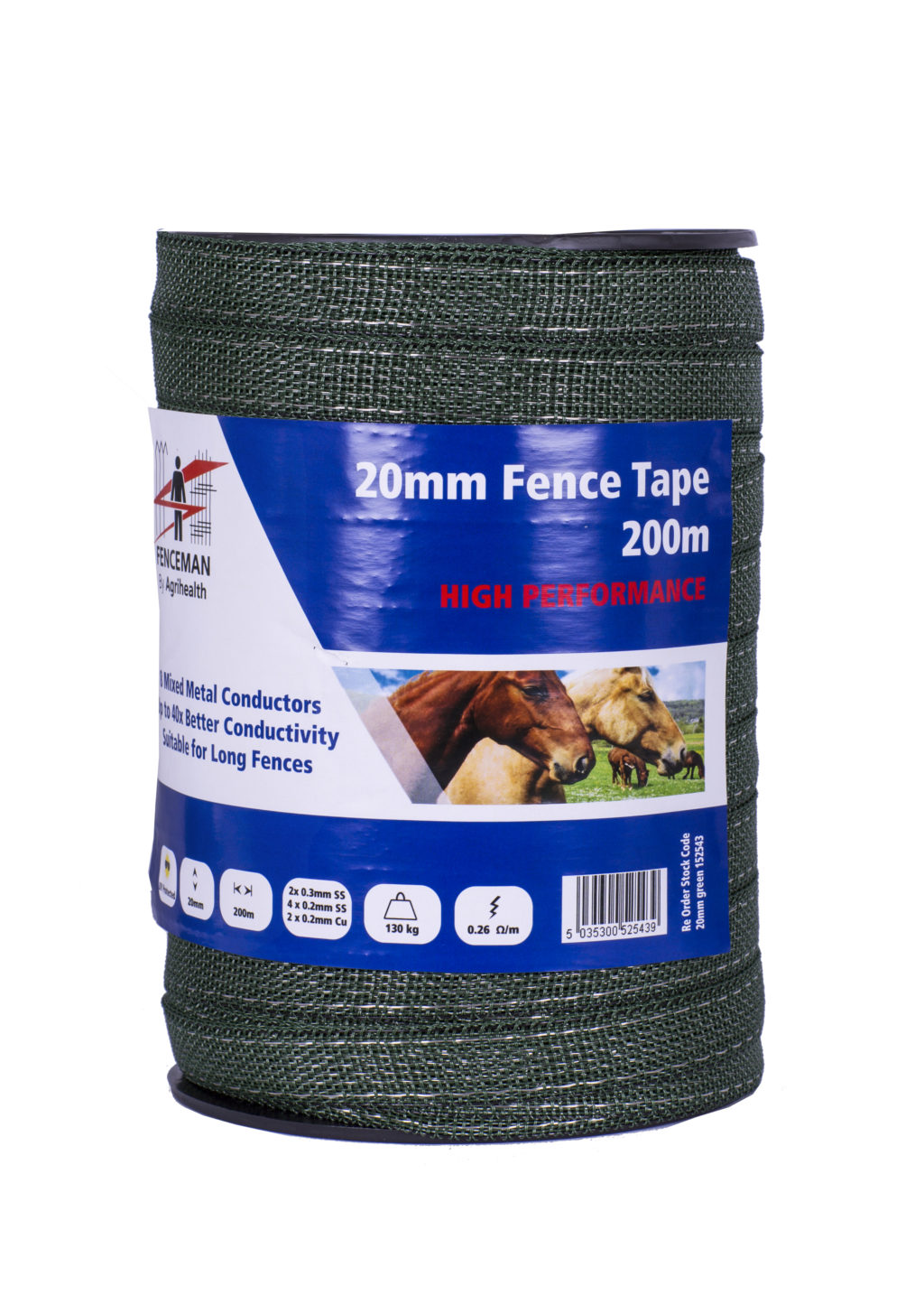 Fenceman Tape Green 20mm 200m High Performance