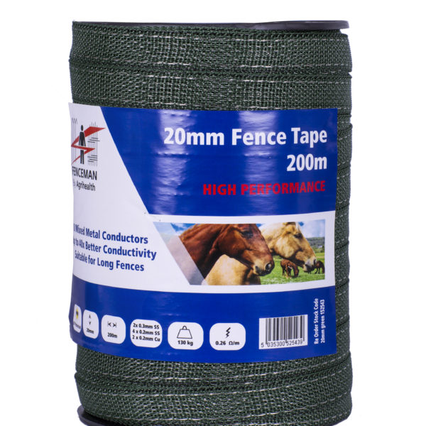 Fenceman Tape Green 20mm 200m High Performance