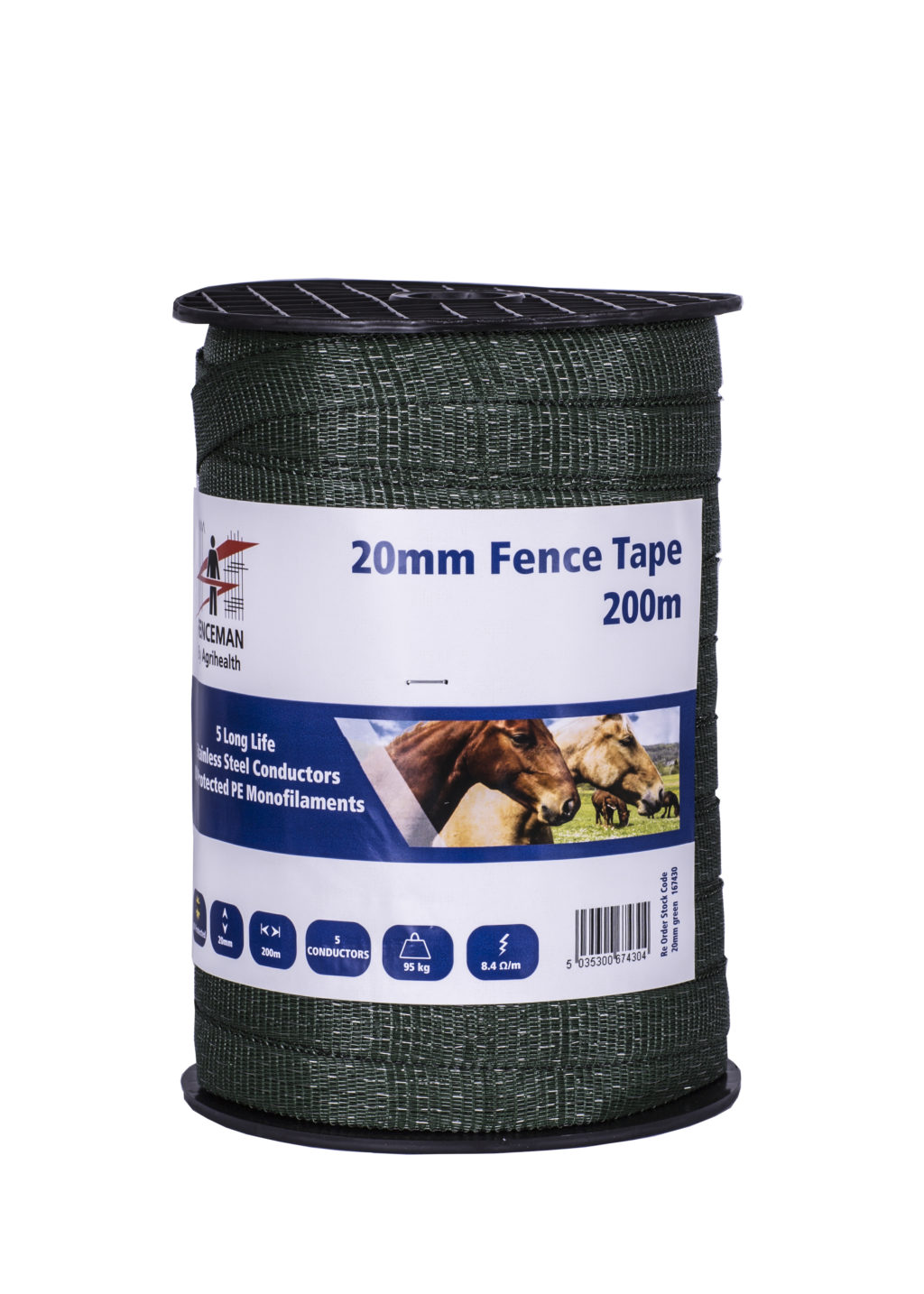 Fenceman Tape Green 20mm 200m