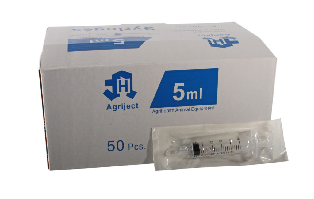 Syringe Disposable Agriject 5ml Centre tip (50)