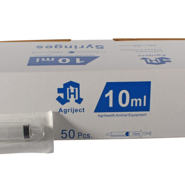 Syringe Disposable Agriject 10ml Side tip (50)